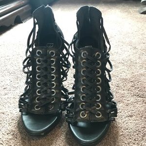 BCBG Strappy leather heels